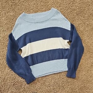 Lucky Brand Striped Sweater in Blue and Cream